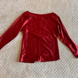 Porter Grey red silk long sleeved blouse Size 0